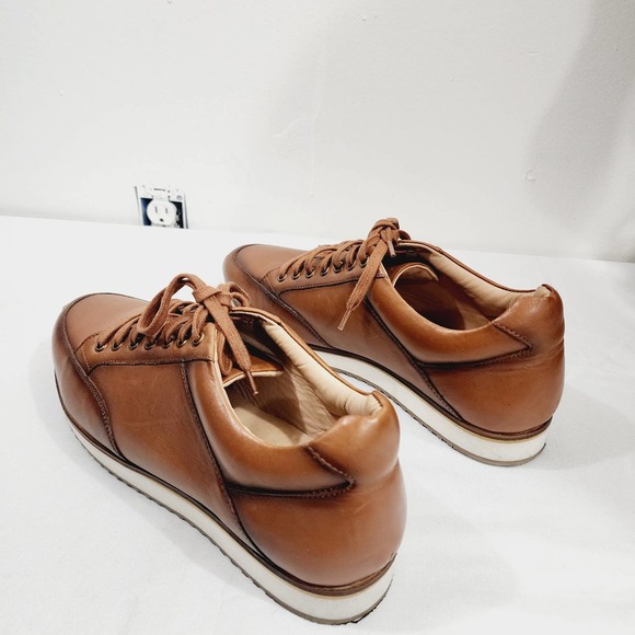 Anthony Veer Barack Court Calfskin Leather Lace-up Sneaker in Tan Men's Size 13D - Picture 6 of 16